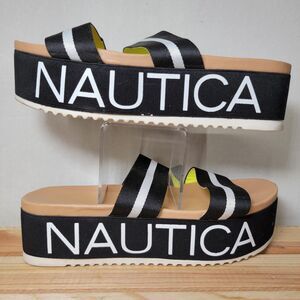 Nautica Ladies Slide Ons Thick Souls B&W - Size 10